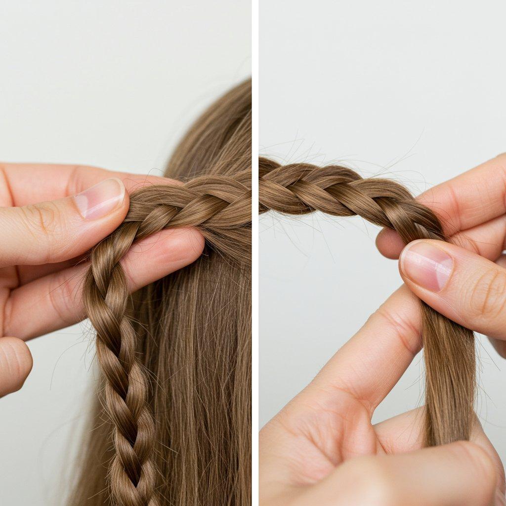 Drie strengen haar vasthouden