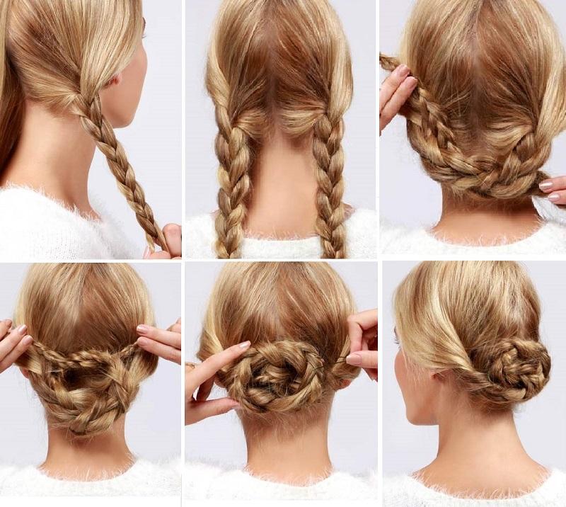 Ingevlochten knot kapsel