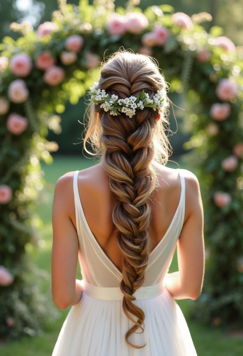 Elegante bruidsvlecht lang haar