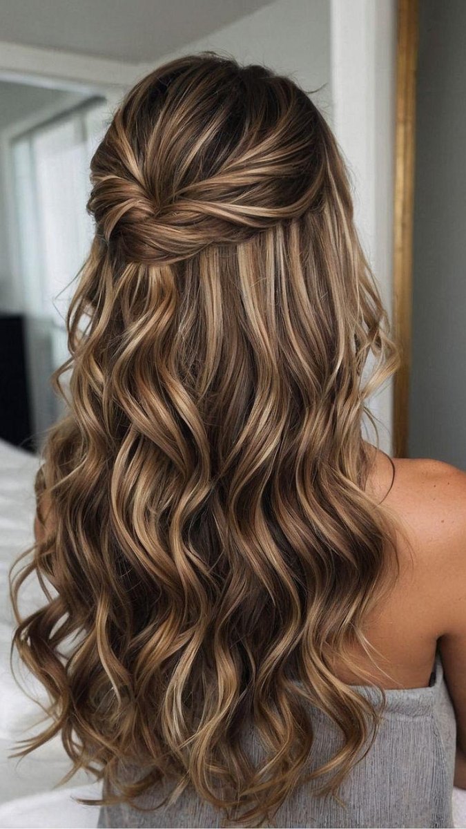 Half opgestoken beach waves haar