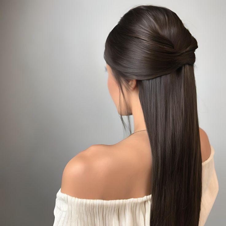 Steil lang haar half opgestoken