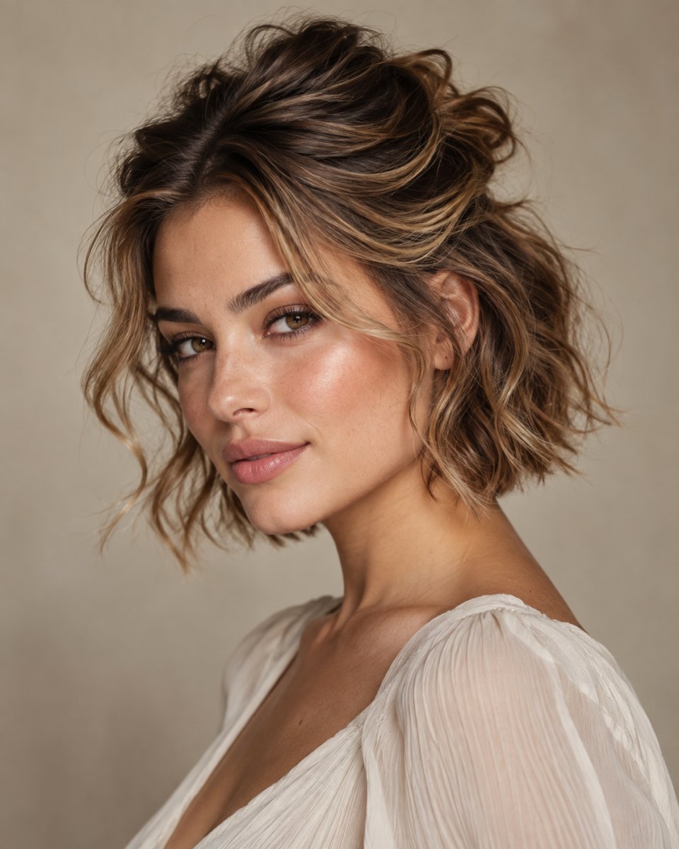 Kort haar met beach waves half up