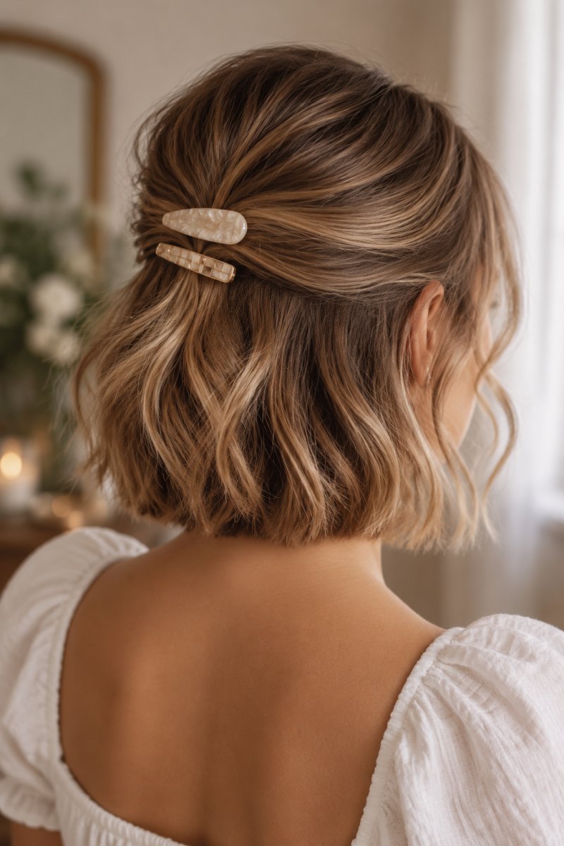 Kort haar met decoratieve haarspeldjes