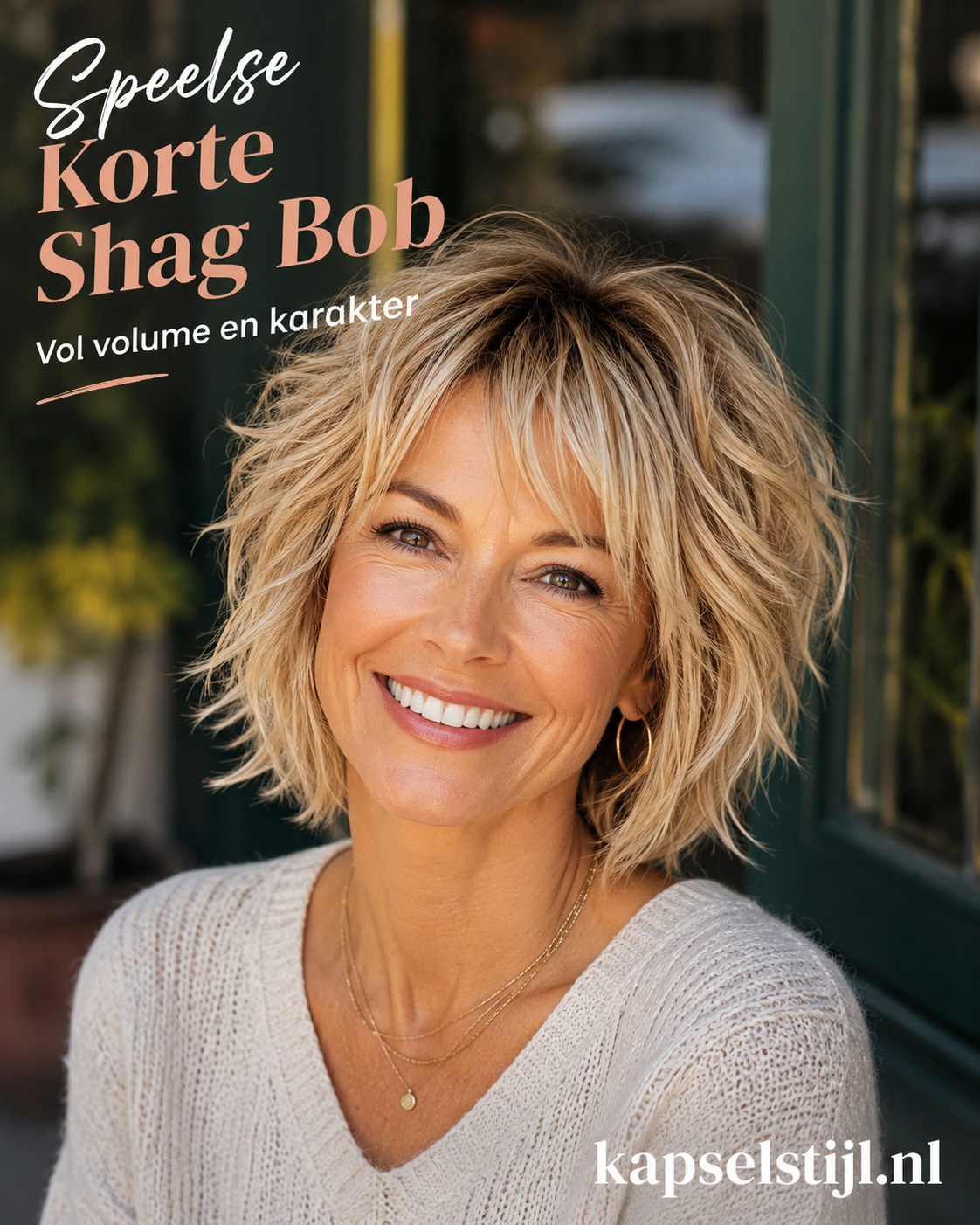 Speelse korte shag bob geeft een halflang kapsel met laagjes extra volume en karakter