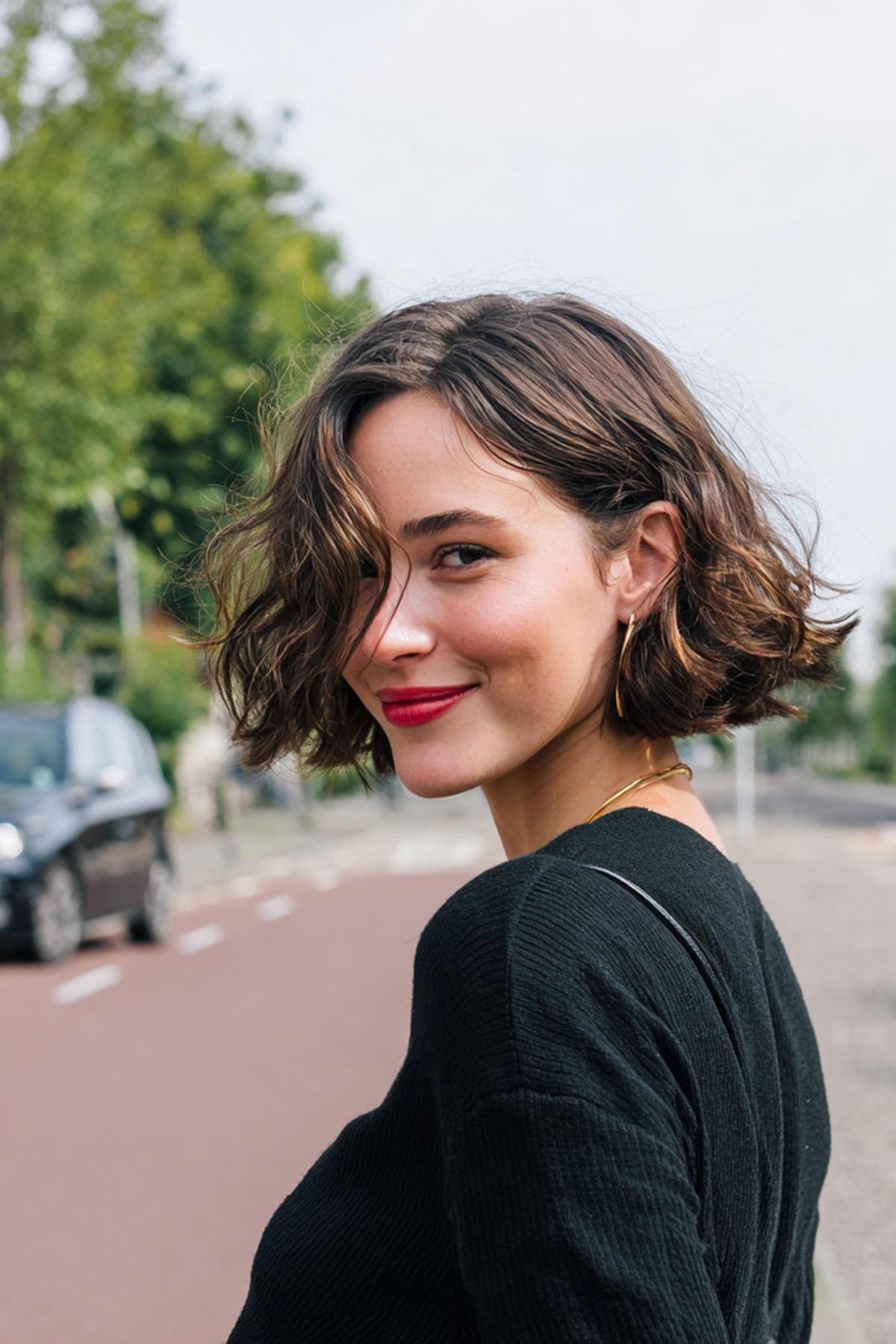 Getextureerde Bruine Bob Met Golven