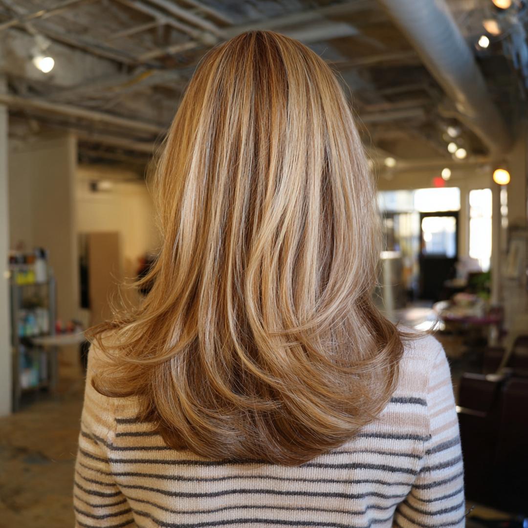 Gelaagde Coupe Met Blonde Highlights
