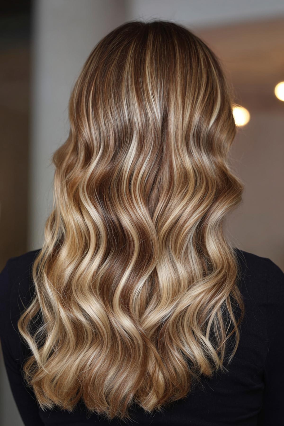 Blonde Highlights Op Golvende Lokken