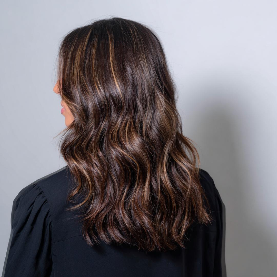 Donkerbruin Golvend Haar Met Highlights