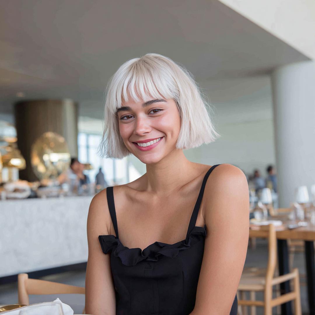 Platinablonde Korte Bob Met Pony