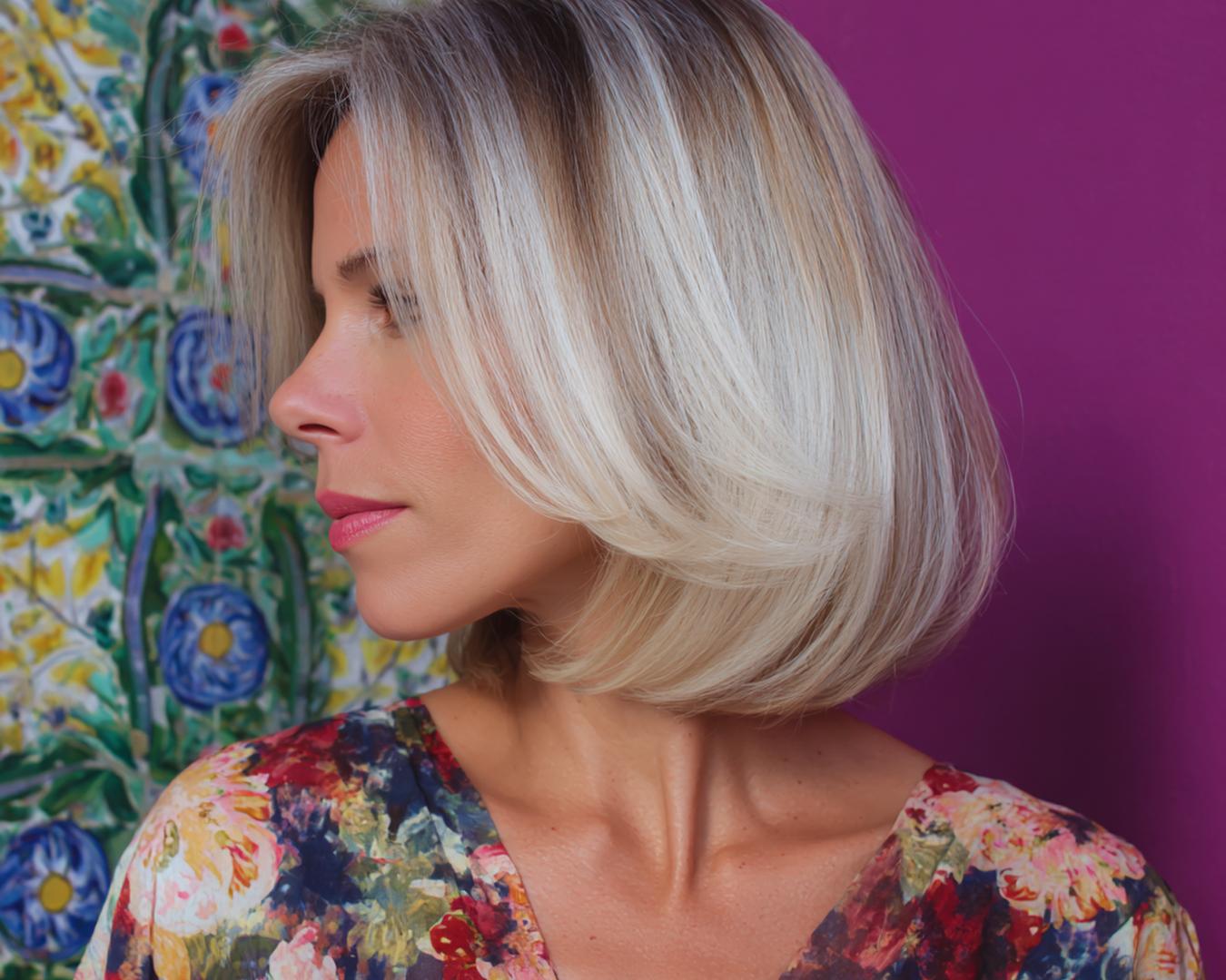 Gelaagde Blonde Bob Met Volume