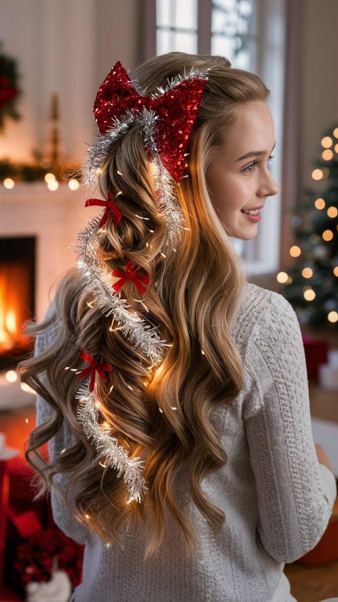 Glitter kerstkapsel styling