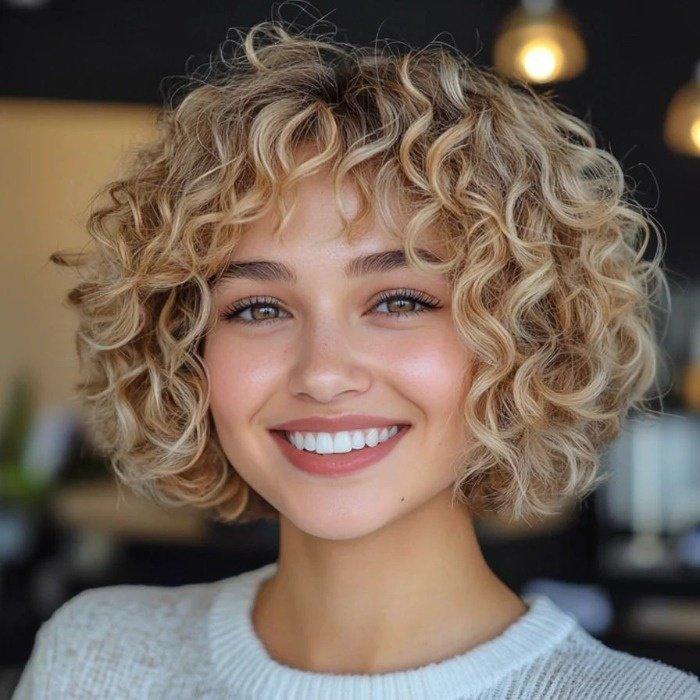 Korte bob met natuurlijke krullen
