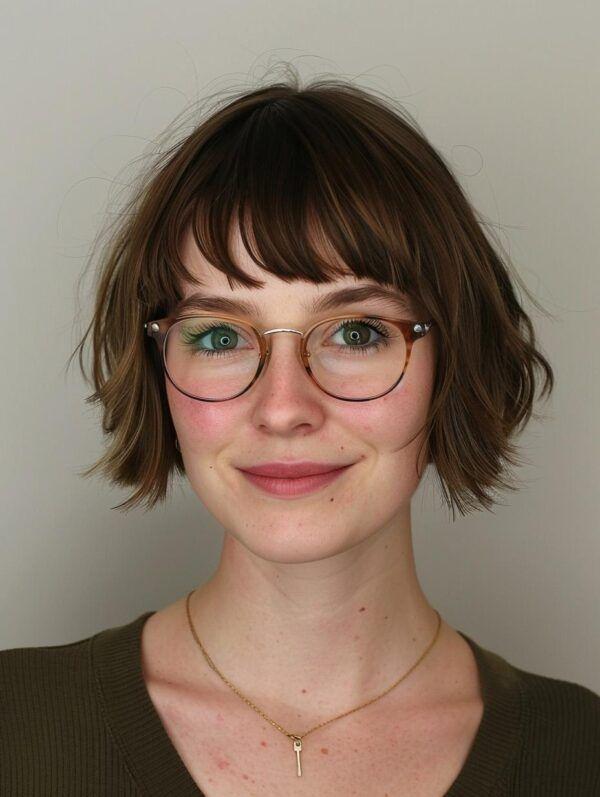 Korte bob met ronde bril