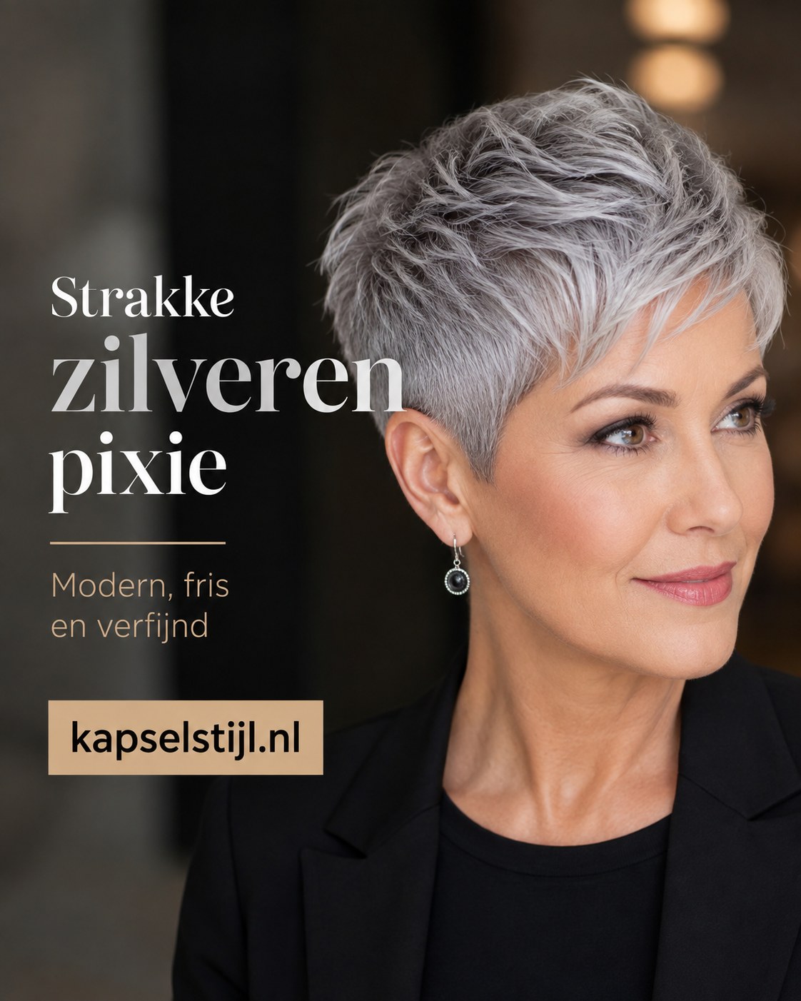 Strakke zilveren pixie, een moderne optie binnen korte kapsels vrouwen 70 plus met scherpe lijnen