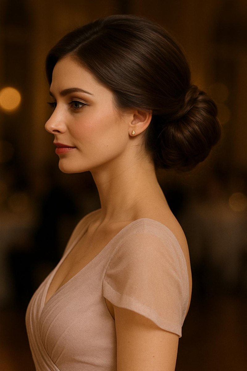 Lage chignon elegant kapsel