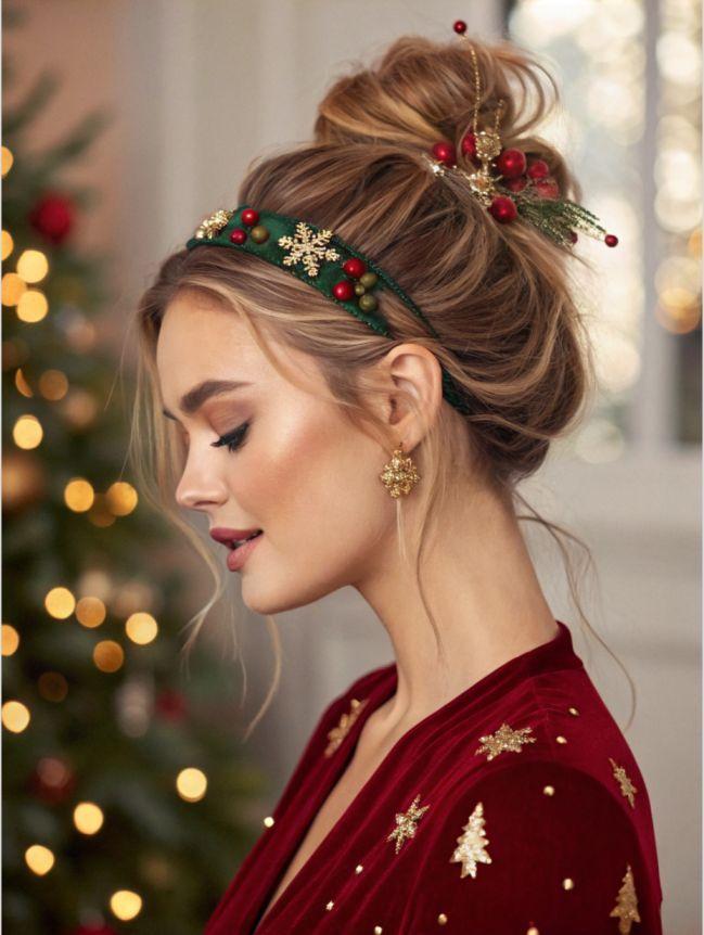 Messy bun feestelijke kerstlook