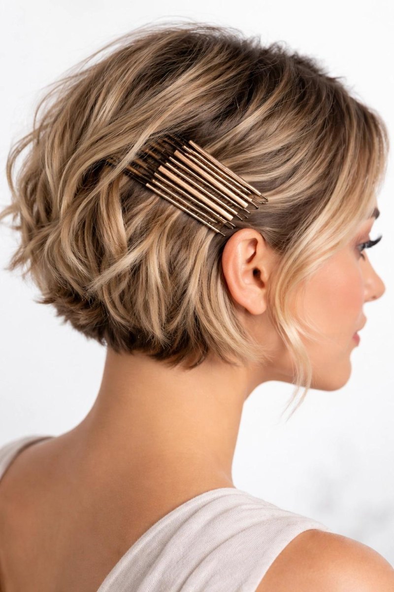 Moderne updo met haarspelden