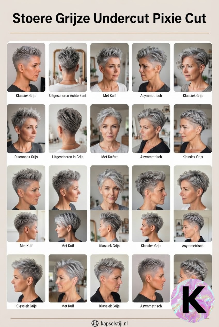Stoere Grijze Undercut Pixie Cut