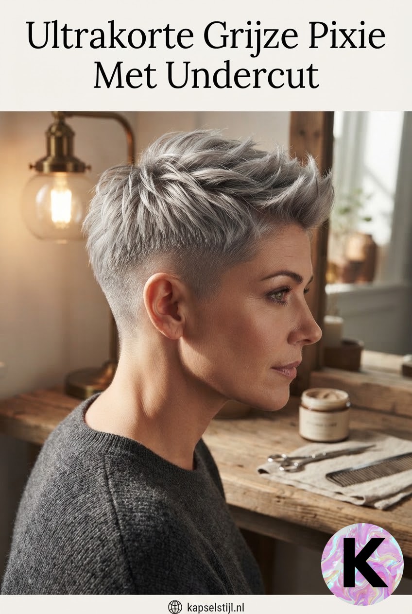 Ultrakorte Grijze Pixie Met Undercut