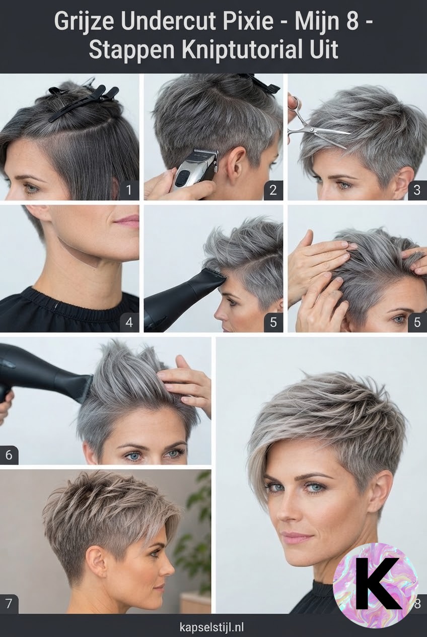 Grijze Undercut Pixie - Mijn 8 - Stappen Kniptutorial Uit