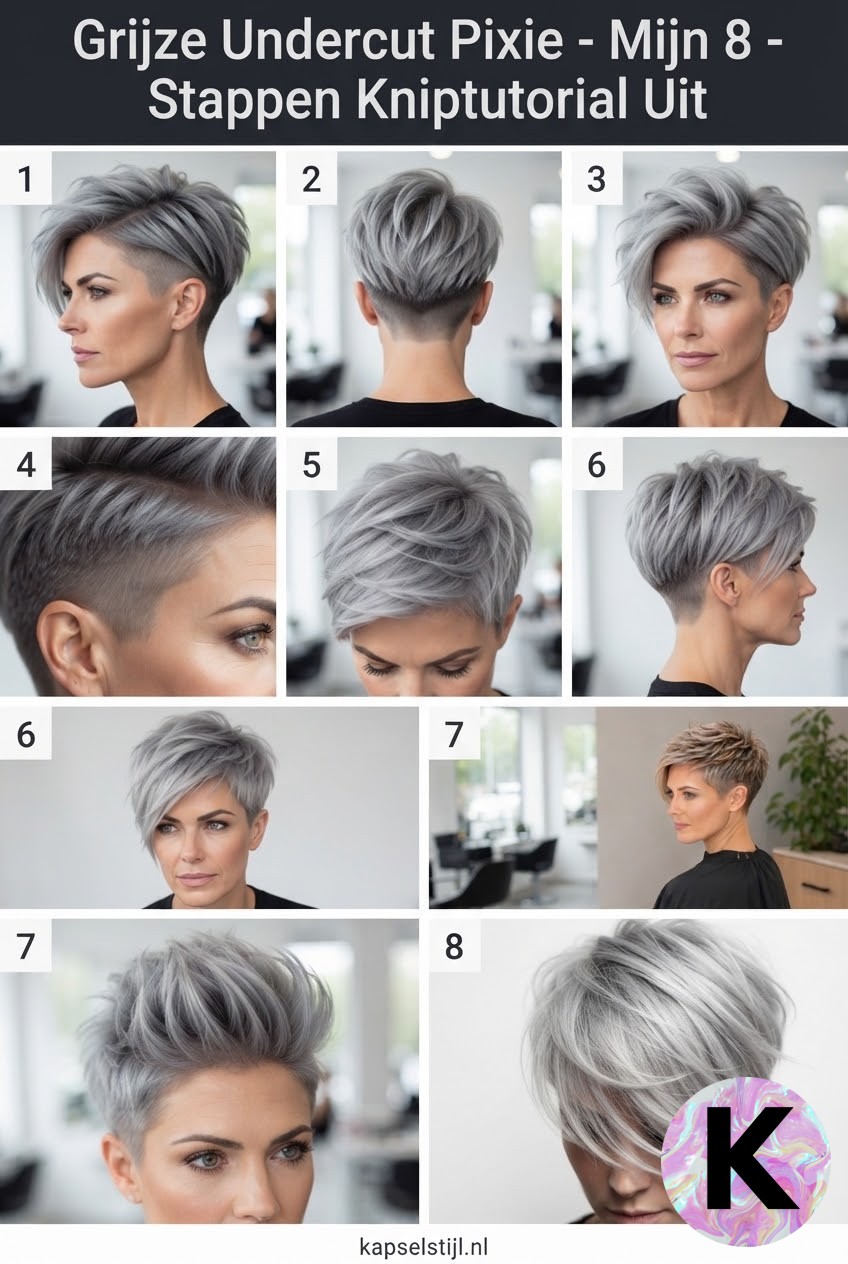 Grijze Undercut Pixie - Mijn 8 - Stappen Kniptutorial Uit