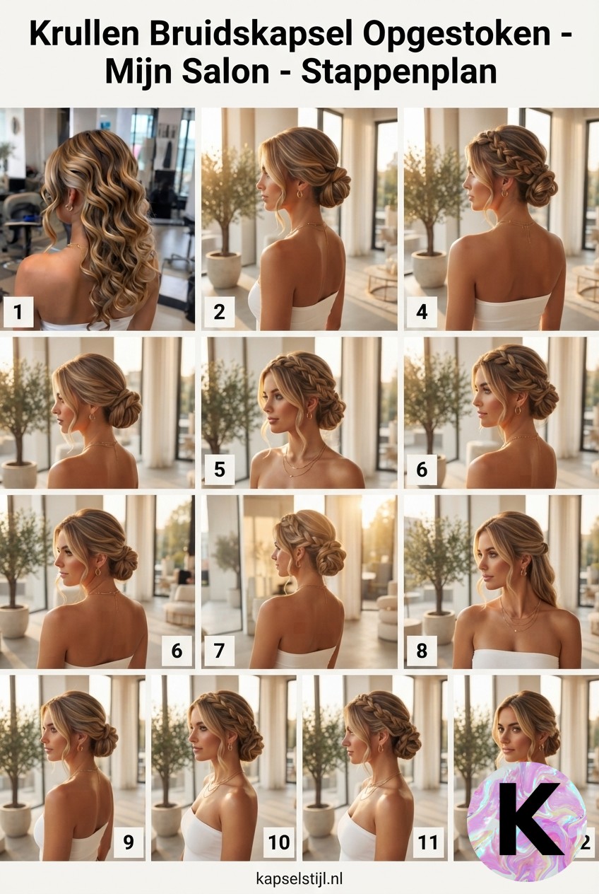 Krullen Bruidskapsel Opgestoken - Mijn Salon - Stappenplan