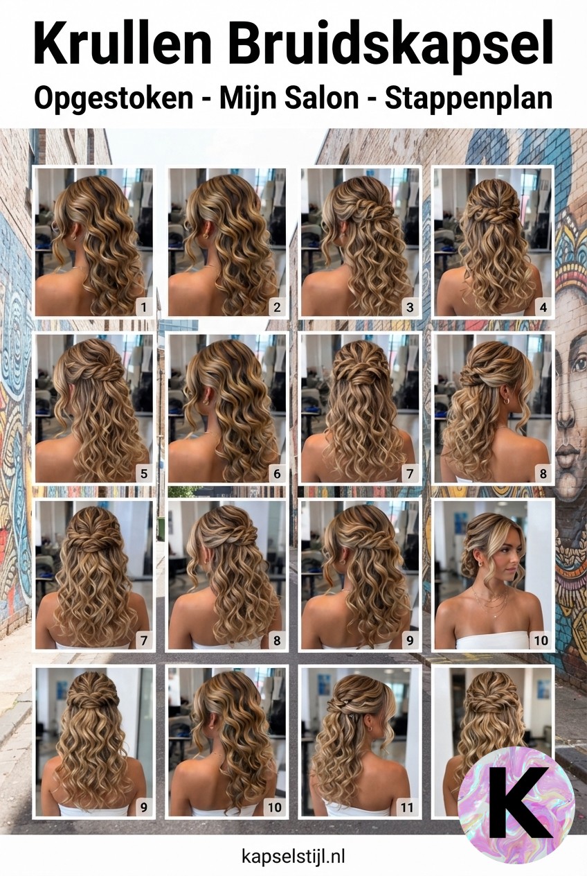 Krullen Bruidskapsel Opgestoken - Mijn Salon - Stappenplan