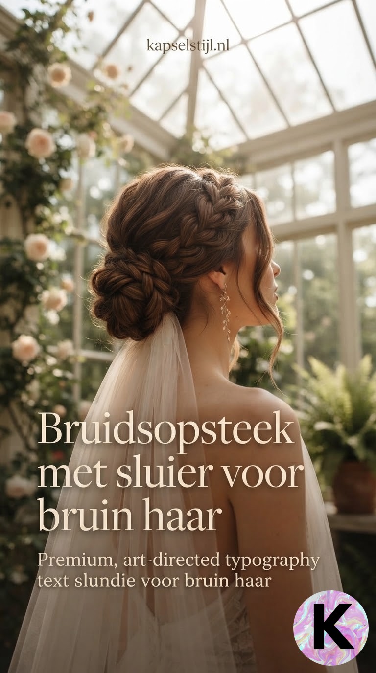 Bruidsopsteek met sluier voor bruin haar