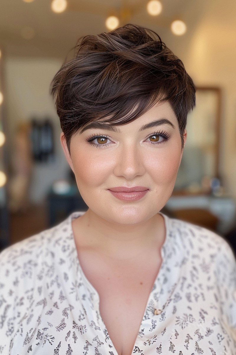 Pixie cut met volume bovenop