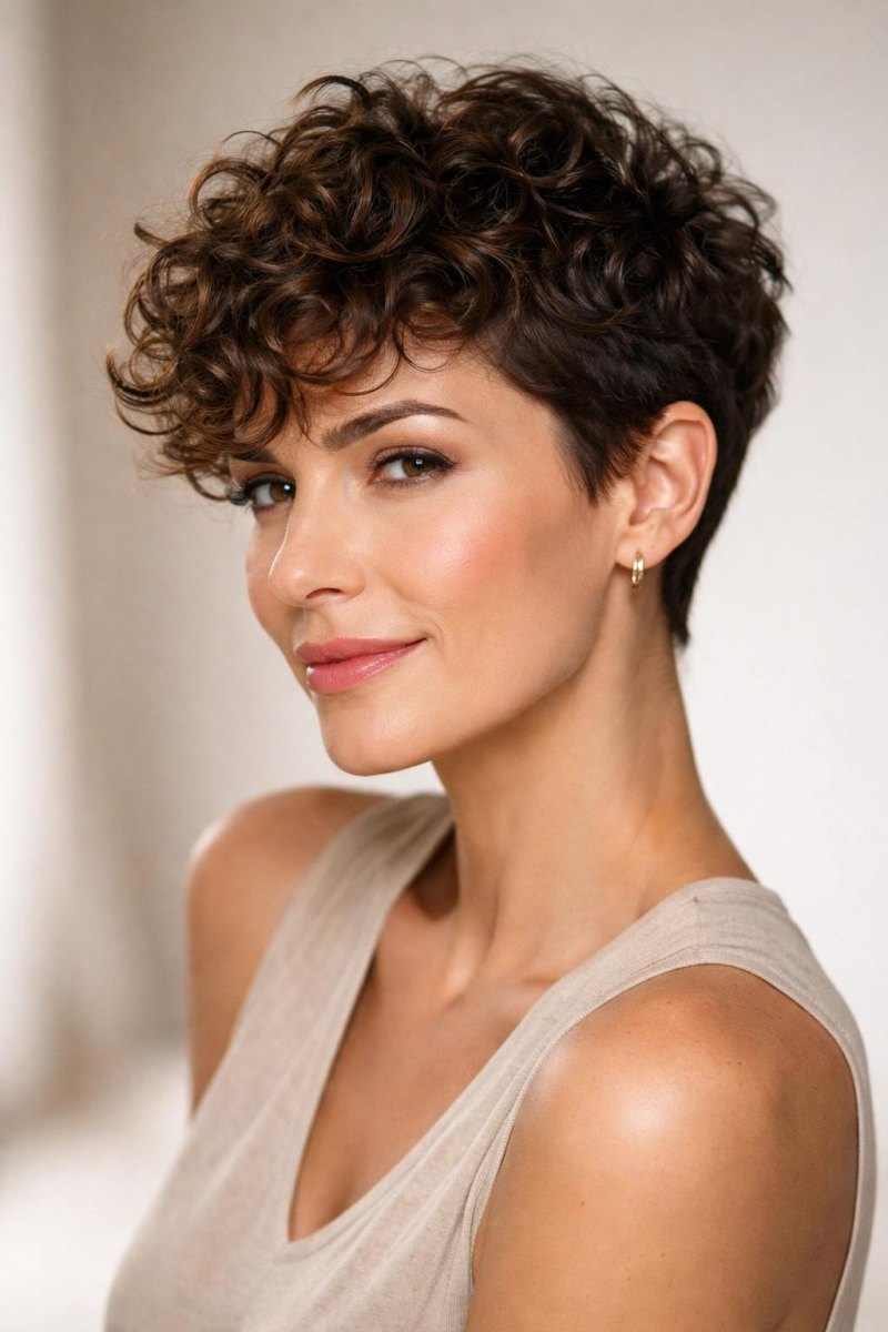 Pixie kapsel krullend haar