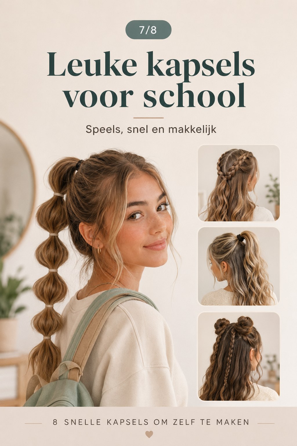 Speelse bubbel-staart en vlechtjes voor school, uit de lijst 8 snelle frisuren zelf maken